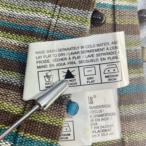 PIER 1 IMPORTS Striped 100% Cotton Beaded Table Mats/Placemats 14x 20” Set of 6 - Picture 4 of 11